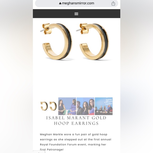 Isabel Marant ‘Casablanca’ Black Enameled Gold Hoop Earrings ASO Meghan Markle - Picture 3 of 13